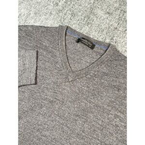 BRUNELLA GORI XL Sweater Extra Fine Italian Merino Wool 100% Heather Grey V Neck